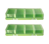 Scatola organizer per viti, confezione da 2, verde | Valigetta per piccoli pezzi con 4 scomparti divisi e frontale per lavori di riparazione