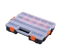 Scatola organizer per viti resistente, con scomparti regolabili per chiodi, bulloni, punte da trapano e piccoli attrezzi, custodia in polipropilene nero e arancione