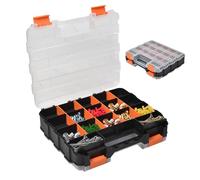 Scatola organizer per viti - valigetta bifacciale con 34 scomparti, contenitore trasparente per parti hardware, contenitore per perline fai da te | officina, garage, ufficio, cucito, creazione di