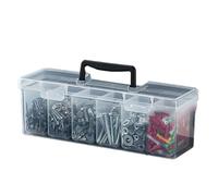 Scatola organizer portatile per attrezzi con scomparti rimovibili, viti e bulloni, per riparazioni domestiche e manutenzione esterna, scatola per attrezzi per officina
