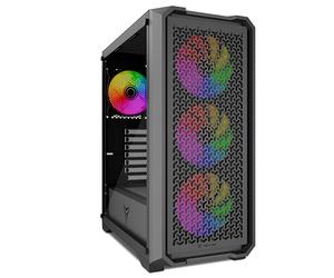Scatola PC Gaming ATX Yeyian Vault - Torre ATX, pannello in vetro temperato, 4 ventole incluse, supporto GPU 320 mm e radiatore 360 mm - nero