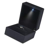 Scatola per anelli a LED, custodia per gioielli elegante ed elegante con luce a LED per proposte e regali, display illuminante materiali premium, uso versatile robusto