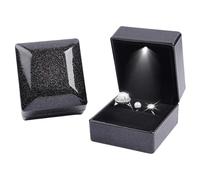 Scatola per Anelli con Luce a LED,Espositore per Gioielli per la Conservazione di Anelli, Scatole per anelli di fidanzamento di forma quadrata, per proposta, fidanzamento, matrimonio