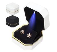 Scatola per Anelli con Luce a LED per Proposta, Scatola Regalo per Gioielli con Anello Illuminato a LED Custodia per Anelli Illuminata Scatola per Orecchini Vetrina per Gioielli Scatola Regalo(Bianco)
