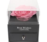 Scatola per Anelli con Rosa Preservata - Porta Gioielli con Fiore