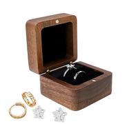 Scatola per anelli in legno per il giorno del matrimonio, scatola per anelli per la cerimonia di nozze,Porta anelli elegante rustico - Espositore per anelli portatile, piccola valigetta per anelli