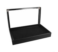 Scatola per anelli in similpelle nera, per 100 posti, con inserto in morbido velluto, per proposte di anniversario, 29 x 19 cm (nero)
