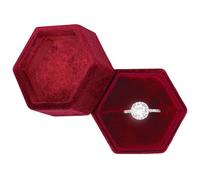 Scatola per anelli in velluto a forma di esagono, per matrimonio, per matrimonio, matrimonio, anello per foto nuziali (rosso)
