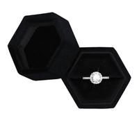 Scatola per anelli in velluto a forma di esagono, per matrimonio, per matrimonio, per matrimonio, matrimonio, colore: nero