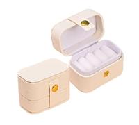 Scatola Per Anelli Mini scatola porta anelli portatile da viaggio for orecchini, organizer multifunzionale for gioielli in pelle PU(White)