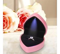 Scatola per anelli, portagioie per fedi nuziali a forma di cuore con luci a LED