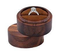 Scatola Per Anelli Realizzata A Mano - Supporto Rustico Rotondo In Noce, Scatola Portatile, Gioielli | Ideale Per Matrimoni, Fidanzamenti, Anniversari, Proposte Regalo, Ricordi Eleganti, Conservazione