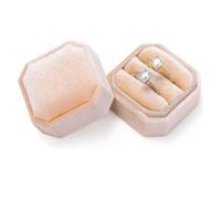Scatola per anello 1 Pz Scatola For Anello In Velluto, For Doppio For Gioielli Con 2 Slot Custodia For Espositore For Ottagonale Porta fedi(Champagne)