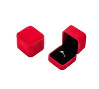 Scatola per anello di matrimonio, Scatola porta-anelli con doppia fessura in pelle PU multicolore for riporre i gioielli delle proposte di matrimonio(Red-single Ring)