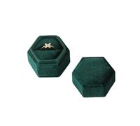Scatola per anello Scatola Porta-anello Vintage Ottagonale Quadrata Singola E Doppia Con Coperchio Staccabile, Porta-orecchini, Proposta Di Matrimonio Porta fedi(Green-S,Pendan box)