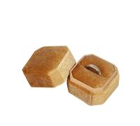 Scatola per anello Scatola Porta-anello Vintage Ottagonale Quadrata Singola E Doppia Con Coperchio Staccabile, Porta-orecchini, Proposta Di Matrimonio Porta fedi(Gold,Single ring box)