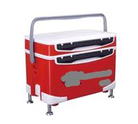 Scatola per Attrezzatura da Pesca, Sedile Per Scatola Da Pesca A Doppio Strato 32 Litri Di Grande Capacità Con Gamba Sollevamento Per Campeggio All'aperto, Picnic, Escursionismo Mare all'aperto(Rot)