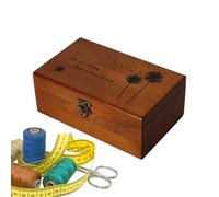 Scatola per attrezzi da cucito, cestino portaoggetti in legno, organizer, regalo pratico, design con 3 scomparti, fai da te, porta aghi per studio domestico, 21,5 x 13,5 x 9 cm
