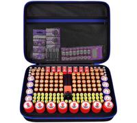 Scatola per batterie con tester 162 + batterie Variety Pack contenitore, contiene batterie miscelate AA AAA 4A C D 9V 3V litio LR44 CR2 CR123 CR1632 CR2032 18650, Blu, Fashion