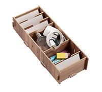 Scatola Per Biglietti da Visita, Scatola Per Biglietti da Visita in Legno Organizzatore Per con 4 Pannelli Divisori Variabili11,2x4,3x2,4(Legno di ciliegio)