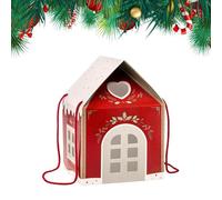 Scatola per biscotti di Natale - Scatola per biscotti decorativa in carta | Porta snack a forma di casa | Contenitore per l'imballaggio di prodotti da forno stagionali Scatole per confezioni regalo cr