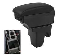 Scatola per Braccioli per Auto per Focus 2 MK2 2005-2011, Bracciolo a Doppio Strato con 3 Porte di Ricarica USB Scatola Portaoggetti per Console Centrale in Pelle PU Nera