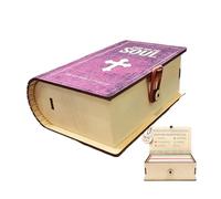Scatola per carte con versi biblici fatti a mano, 11 x 7 cm, scatola di immagazzinaggio per biglietti di auguri per la Bibbia, in legno, portatile, per la festa del papà, Natale, festività