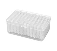 Scatola per carte trasparente, organizer quadrato, 10,2 x 10,2 cm, con coperchio trasparente, porta piccoli oggetti, accessorio multiuso con design compatto, base artigianale e sportiva per viaggi