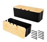 Scatola Per Cavi Da 2 Pezzi, Scatola Per La Gestione Dei Cavi Con Coperchio In Legno, Box Per Cavi Per Raccogliere e Nascondere i Fili, Organizer Per Cavi