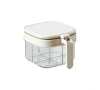 Scatola per condimenti in plastica a 4 scomparti con corpo trasparente e guarnizione a 360 gradi per il monitoraggio del livello visibile (bianco)
