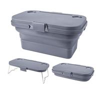 Scatola Per Conservazione Con Tavolo Pieghevole,Scatole In Plastica 16l,Scatola Portaoggetti Portatile Multiuso E Pieghevole,Può Essere Utilizzato Come Tavolo Indipendente(Gray)