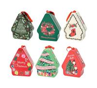 Scatola per cupcake - Scatole per trattamenti Tinplate con membri, 6 contenitori per conserve a forma di casa di Natale | Scatole regalo in metallo per cioccolati, candies, e condivisione delle