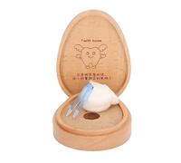 Scatola per Denti da Latte Scatola Portaoggetti in Legno di bambù Simpatico Cartone Animato Scatola per Denti da Latte Contenitore con Pinzette