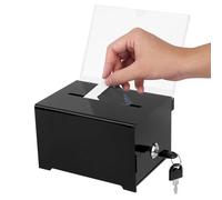 Scatola per Donazioni in Acrilico, Scatola per donazioni in Plastica, scatolas di Donazione Acrilica Bloccabile, con Chiave Nera,per Commenti, Carta dei Biglietti, Biglietti da Visita, Nero