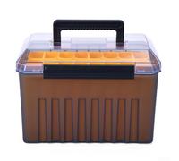 Scatola per esche da pesca con foro di scarico, 24 scomparti, organizer per spigola, trota, luccio, custodia rigida in ABS, 24 x 17,5 cm