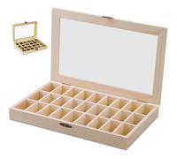 Scatola Per Esposizione Di Rocce,Scatola Per Campioni In Legno Con Coperchio Trasparente, Per Collezioni Di Minerali,Rocce,Cristalli,Pietre Preziose E Gioielli,Organizer Per Esposizione, 27 Scomparti