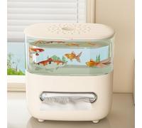 Scatola per fazzoletti da scrivania 2 in 1 con organizer in plastica trasparente, grande capacità, design a doppio strato, bianco o blu, per soggiorno o ufficio (bianco)