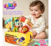 Scatola per fazzoletti in peluche per bambini, giocattolo educativo precoce, giocattolo sensoriale per l'esercizio delle dita, regalo di Natale perfetto per i bambini piccoli Scatola a forma di animal