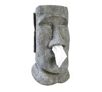 Scatola per fazzoletti 'isola di Pasqua, scatola di carta velina con faccia di pietra 'isola di Pasqua, dispenser per fazzoletti con testa in ceramica, contenitore per fazzoletti tipo moccio