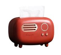 Scatola per Fazzoletti Rosso Plastica Retrò Radio Forma con Copertura, Rettangolare Moderno Minimalista Porta Fazzoletti Vintage Scatola Portafazzoletti per Bagno Soggiorno Camera Letto