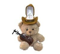 Scatola per fedi nuziali, organizer per cani di peluche, 10 x 10 cm, adorabile portagioie, design compatto pronto per fidanzamento, materiale morbido in velluto per proposte, matrimonio, regalo di San