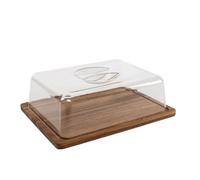 Scatola per Formaggi Rettangolare in Legno con Coperchio in Vetro Acacia 24x18 cm