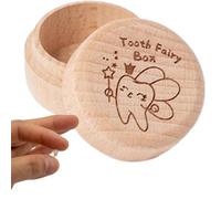 Scatola per i denti da latte - Graziosa scatola dei ricordi in legno intagliato per i denti da latte | Regalo per la fatina dei denti, contenitore salva-denti per baby shower o regalo di compleanno, r
