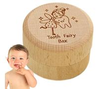 Scatola per i denti da latte - Graziosa scatola dei ricordi in legno intagliato per i denti da latte | Regalo per la fatina dei denti, contenitore salva-denti per baby shower o regalo di compleanno, r