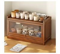 Scatola per il pane, armadietto da cucina in legno con porta in vetro, organizer di grande capacità per piano di lavoro e stoviglie