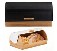 Scatola per il pane con coperchio in lega di bambù bianco e nero di alta qualità, grande scatola per il pane bianco e nero, scatola per la conservazione del latte e del pane bianca e nera, scatola per