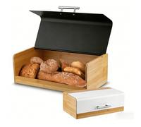 Scatola per il pane con coperchio in lega di bambù bianco e nero di alta qualità, grande scatola per il pane bianco e nero, scatola per la conservazione del latte e del pane bianca e nera, scatola per