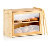 Scatola per il pane in bambù con pinze, a due livelli, 40x20x31 cm