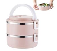 Scatola per il pranzo | Contenitore termico per snack in acciaio inossidabile con strato superiore sigillante in silicone, portatile a 2 ripiani, con ampio diametro per donne, uomini, ragazzi e