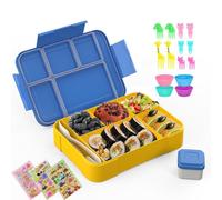 Scatola per il pranzo dei bambini con scomparti, scatola per il pranzo della scuola, design con scomparti multipli, a prova di perdite e durevole, perfetto compagno di cibo per adulti e bambini (Blu)